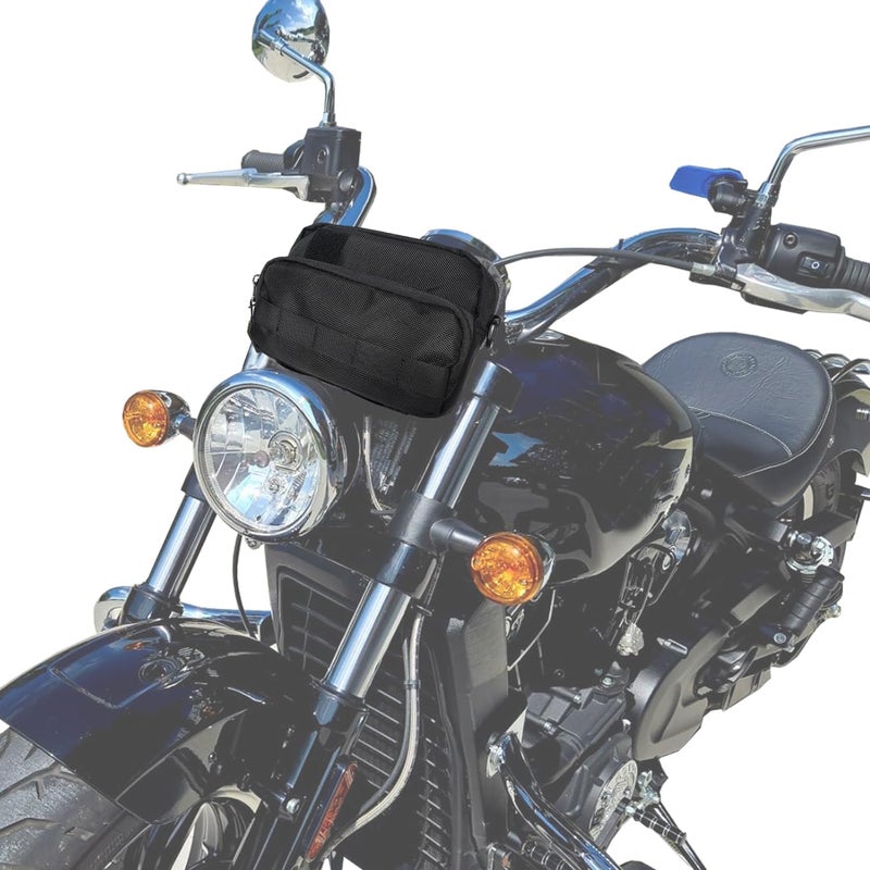 Vanlison Motorcycle Handlebar Pouch - Front Handle Bar Storage Bag for Forks and Saddle - Moto Accessory Compatible with Cruiser Softail Dyna Sportsters Dirt Bike - Black - Image 2